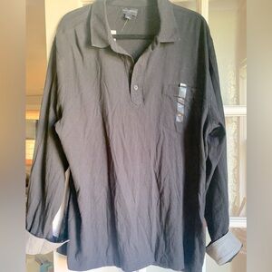 Men's Banana Republic Factory Premium black long sleeve brown faux leather patch